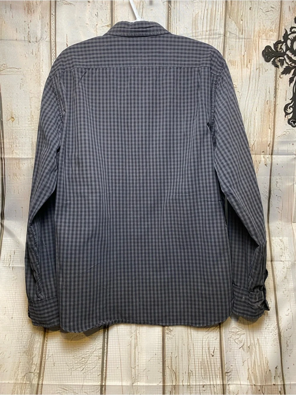 J. Crew Men's Charcoal Navy Check Button-Down Shirt Sz-XL